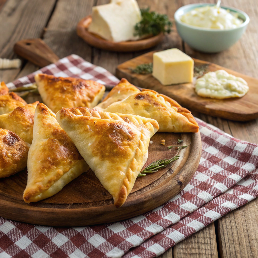 Delicious Cheese Fatayer arranged on a rustic table.