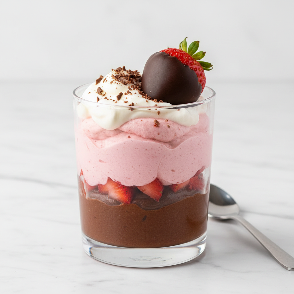 Chocolate Strawberry Mousse in a glass - Chocolate Strawberry Desserts
