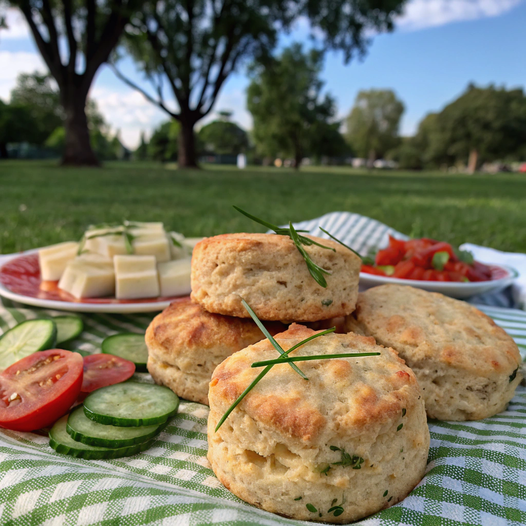 Savory Cheese and Chive Scones - a delightful picnic food idea.