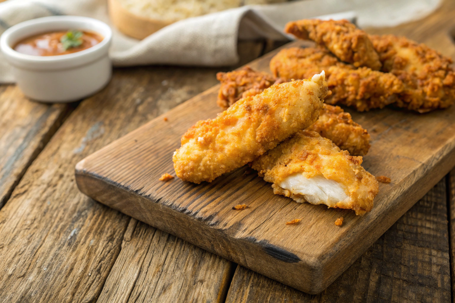 Featured image of Crispy Air Fryer Chicken Tenders on a rustic background.