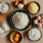 A collection of ingredients for Easy Coconut Cream Cake with Cake Mix, including cake mix, coconut milk, eggs, and shredded coconut.