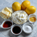 Ingredients for sugar-free lemon cheesecake cups: cream cheese, Greek yogurt, lemon juice, and more
