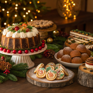 Collection of holiday and event recipes featuring festive desserts, cakes, cookies, and celebration treats.
