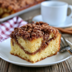 Classic Cinnamon Swirl Coffee Cake topped with a cinnamon-sugar streusel